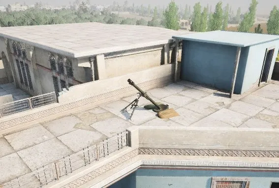 Mortar placed on a rooftop, exposed